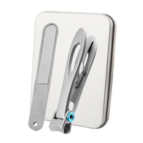 Anti-Splash Nail Clipper Set, 2 Pieces, Silver - Large Anti-Splash Wide Jaw Nail Clippers, Stainless Steel Set for Thick Toenails, Nail Care Easter Mother'S Day Stainless Steel Splashing Nail