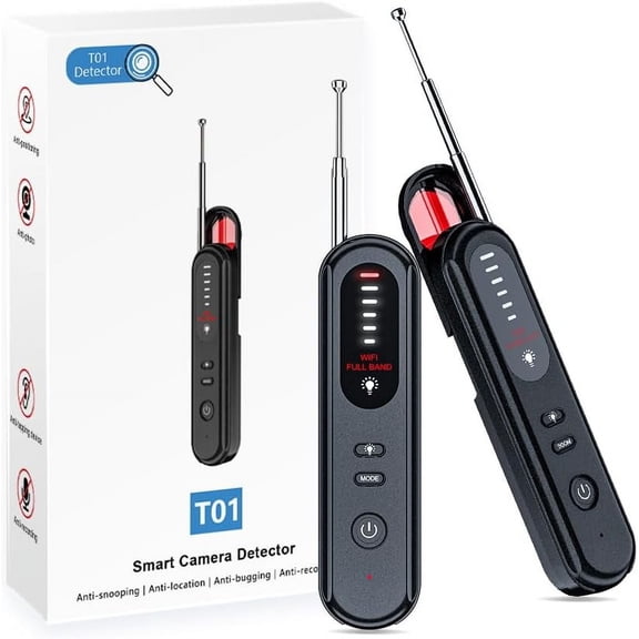 Anti-Spy Hidden Camera Detector 6-in-1, GPS Tracker & Bug Detector, RF Signal Scanner, Rechargeable Privacy Protector for Travel, Hotel, Home, Office Car (Black)