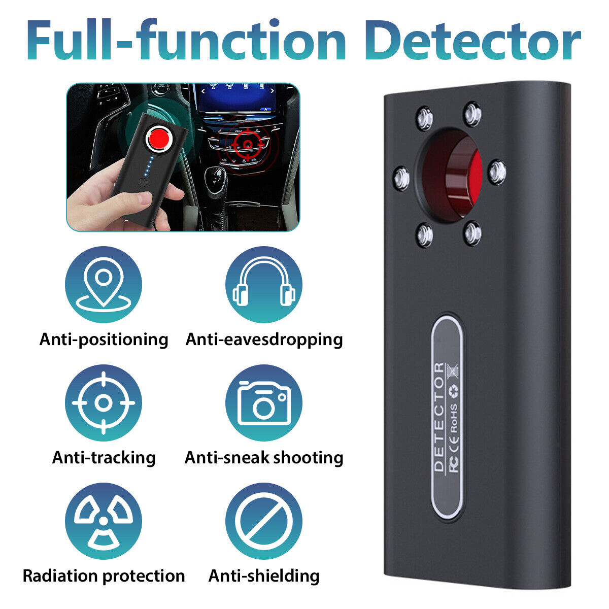 AntiSpy RF Signal Detector Hidden Camera Bug Finder GSM Audio Tracker