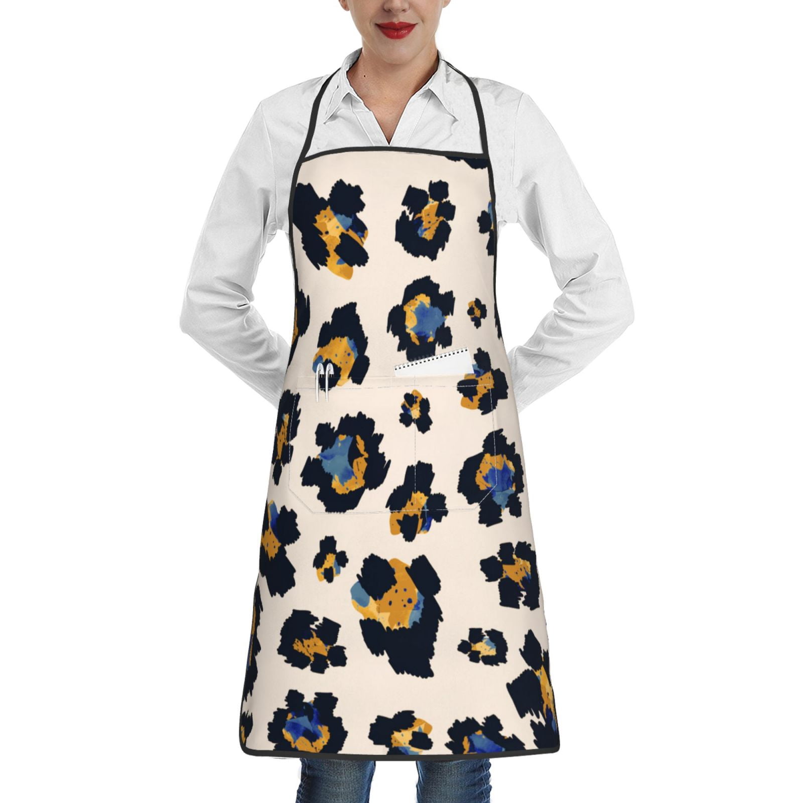 Red - Bagh Block Print Cotton Apron with Pocket 28
