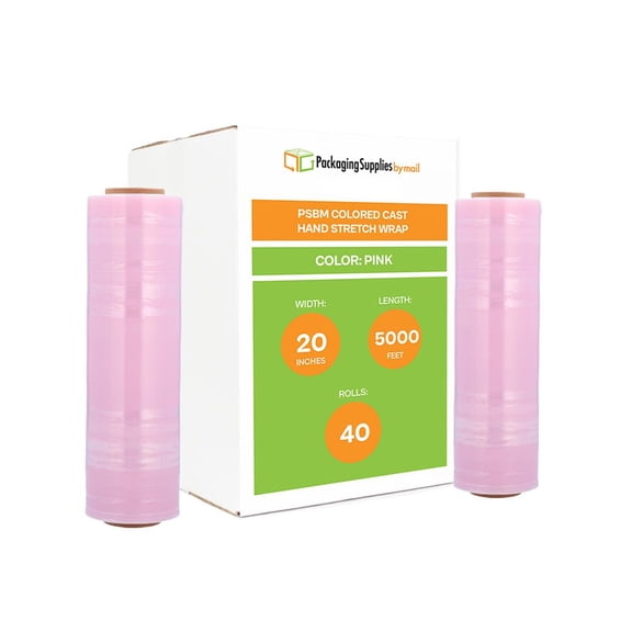PSBM 40 Rolls 20 Inch x 5000 Feet 80 Gauge Anti-Static Machine Stretch Film/Wrap, Heavy Duty Industrial Strength Clear Shrink Plastic Wrap for Moving, Packing, Shipping, Pallet Wrapping & Storage