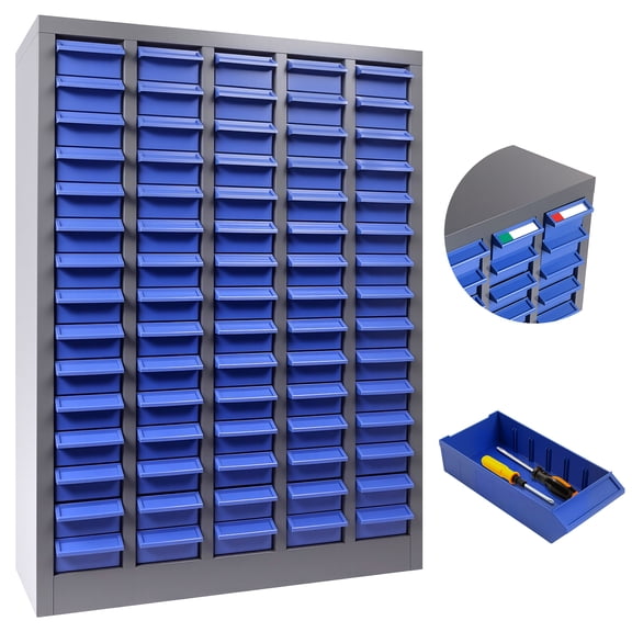 Anti-Static 75 Compartment Component Storage Cabinet, HIPS & Iron 34.5lbs for Electronic Lab Component Storage