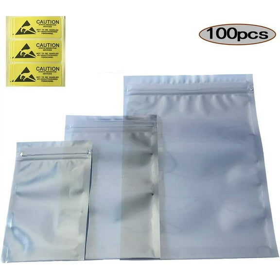 Anti Static Bags,ESD Bags,100pcs Mixed Sizes Antistatic Resealable Bags for 3.5 Hard Drive, 2.5 Solid State Drive with Labels, ESD Shielding Bags for Varieties of Electronic Device