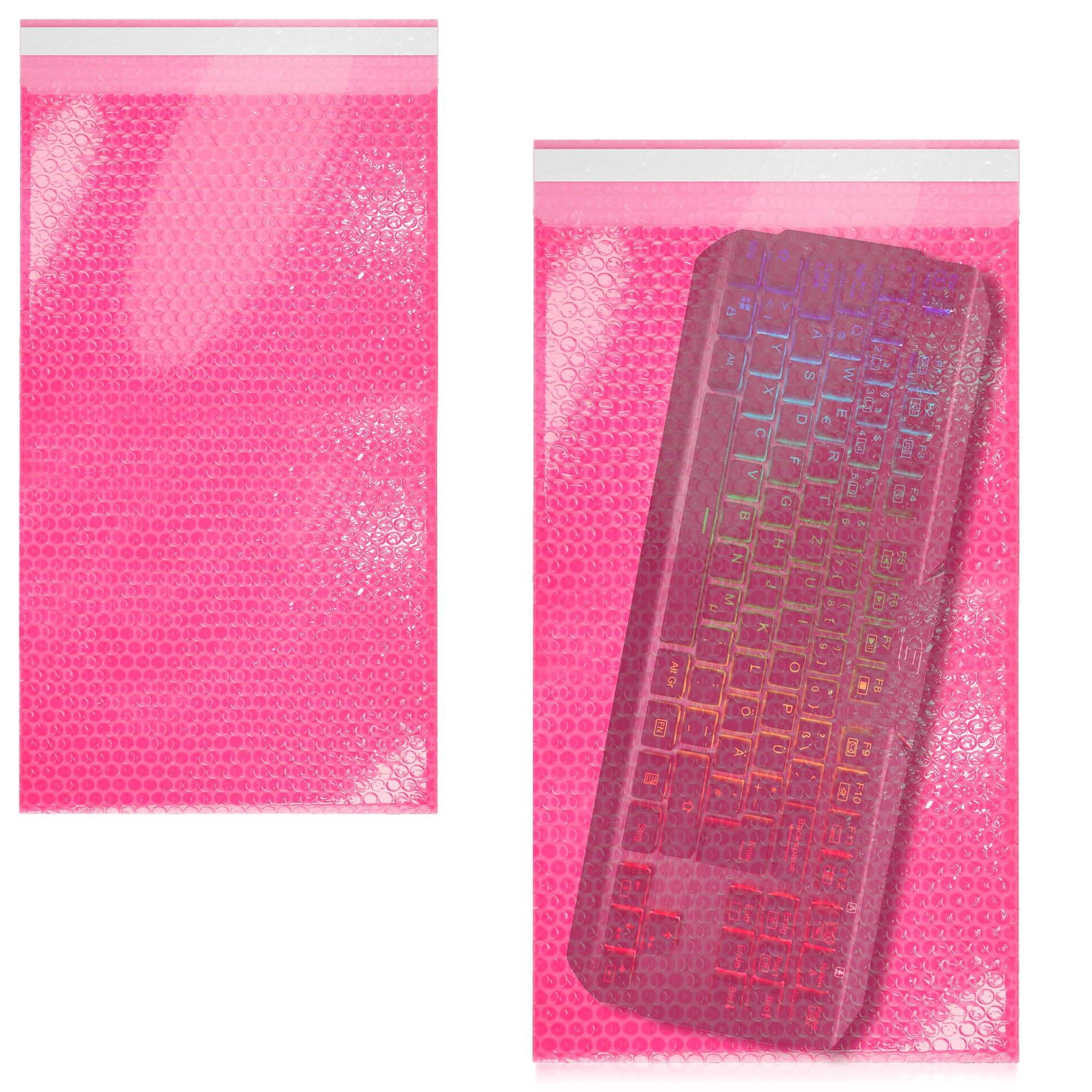 Pink Anti-Static Bubble Out Bags, Self-Seal Cushioning Pouches, 60 Count, 12 x 23.5 in