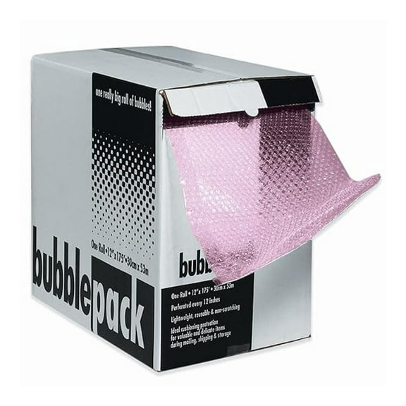 Anti-Static Bubble Wrap Roll - 3/16" x 24" x 175ft Dispenser Pack - Pink Protective Cushioning for Electronics, Shipping & Packaging