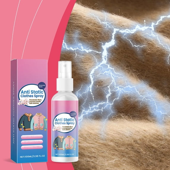 Anti-Static Clothing Spray 100ml Professional Wrinkle Release and Static Guard for All Fabrics with EDTA and Sodium Bicarbonate Long Lasting Protection Travel Size