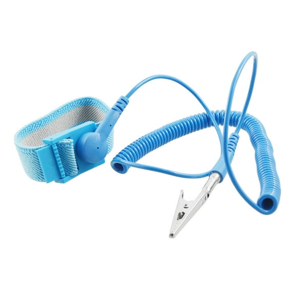 Anti Static ESD Adjustable Wrist Strap Band Blue w Grounding Cable