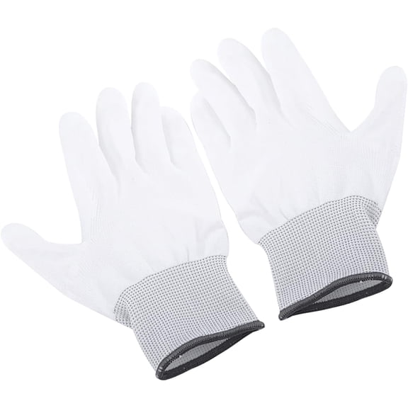 Anti Static Gloves, Nylon Fiber PU Coated Palm Finger Part with Antiskid Wear Resisting for PC Computer Phone Repair Precision Assembly (L gray)