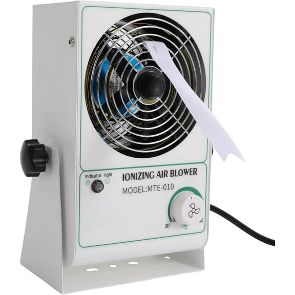 Anti-Static Ionizer Machine, 110V/60Hz Ionizing Air Blower Fan Discharge Desktop ESD Static Eliminator Adjustable Wind Speed Electricity Elimination Fan