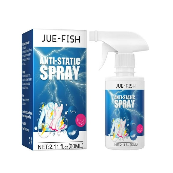 Anti-Static Spray for Clothes, Instant Anti Static Spray & Instant Wrinkle Release, Odor Eliminator and Fabric Refresher Spray Static Cling Remover for Clothing, Textiles, Hair, 60ml