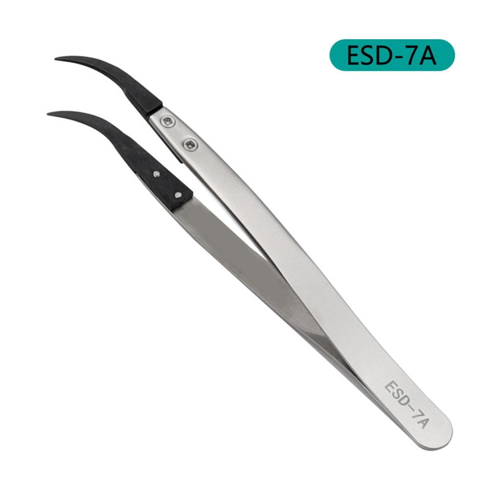 Antistatic Tweezers Maintenance Industrial Precision Curved Straight