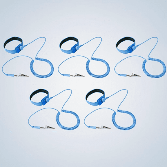 Anti Static Wrist Strap 5 Pack Blue, Adjustable ESD Wrist Band for Comfortable Fit, Grounding Bracelet to Protect PC Computers and Electronics from Static Electricity