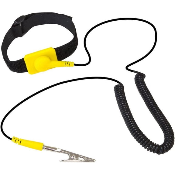Anti Static Wrist Strap Yellow Adjustable ESD Wrist Band with Grounding Cord Bracelet for PC Building, Electronics Repair, Computer Assembly, Laptop, DIY Tech, Static Electricity Protection