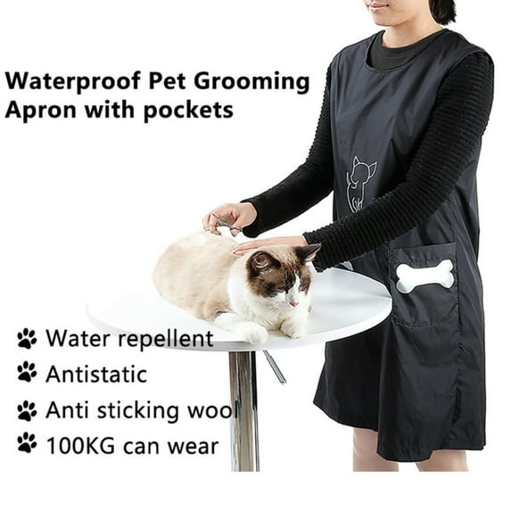 Anti Stick Hair Nylon Grooming Apron with Pocket for Dog Cat Cleaning