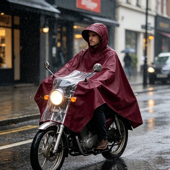 Anti-Storm Motorcycle Riding Rain Poncho, Extra Large Full Body Waterproof Rain Cover with Hood and Clear Visor, Durable Fabric for Electric Bikes