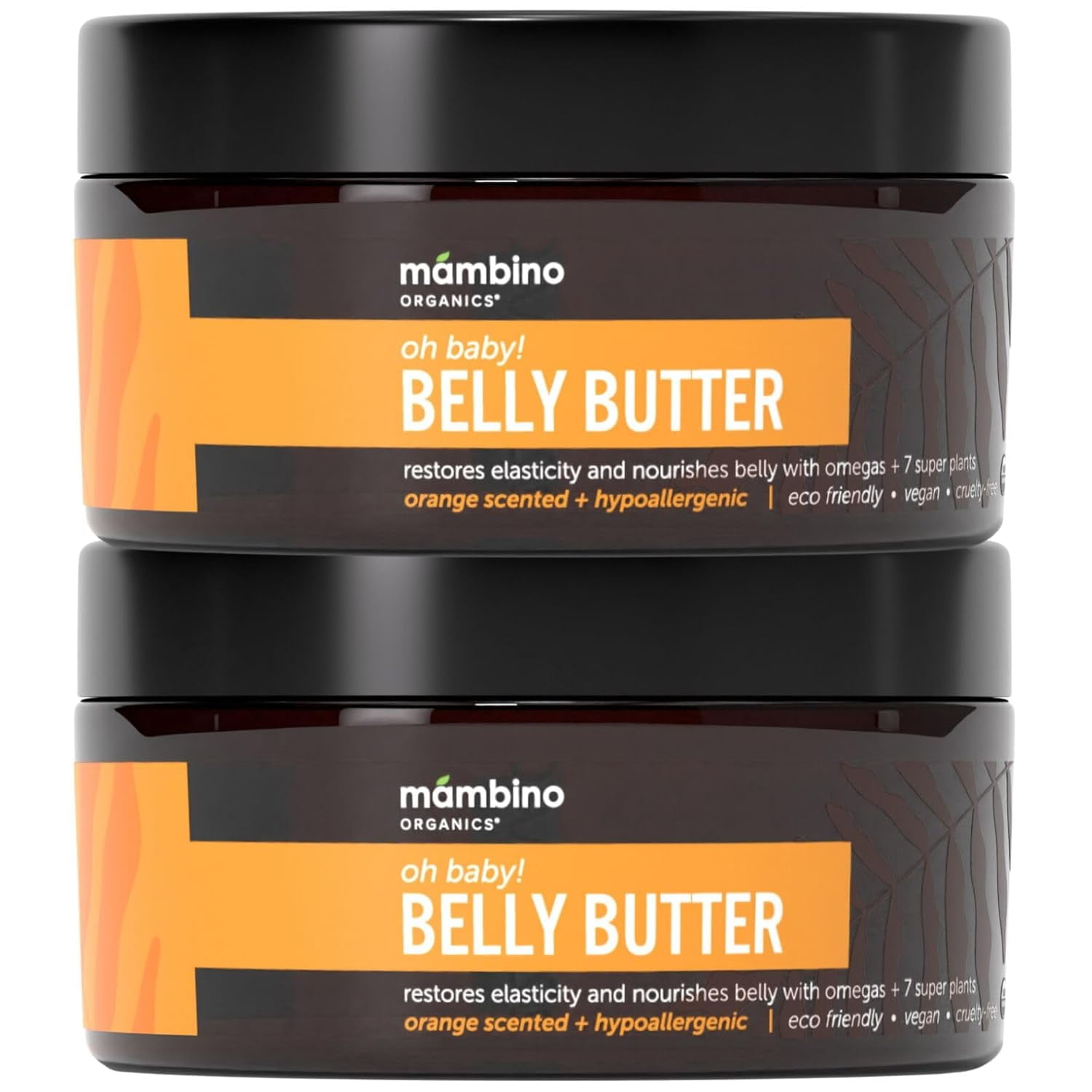 Anti-Stretch Mark Cream for Pregnancy – 2-Pack Nonsticky, Organic Belly Butter with Shea, Cocoa Butter, Vitamins, Omegas – Natural, Vegan 1st-Trimester Pregnancy Must-Haves, 8 Oz.