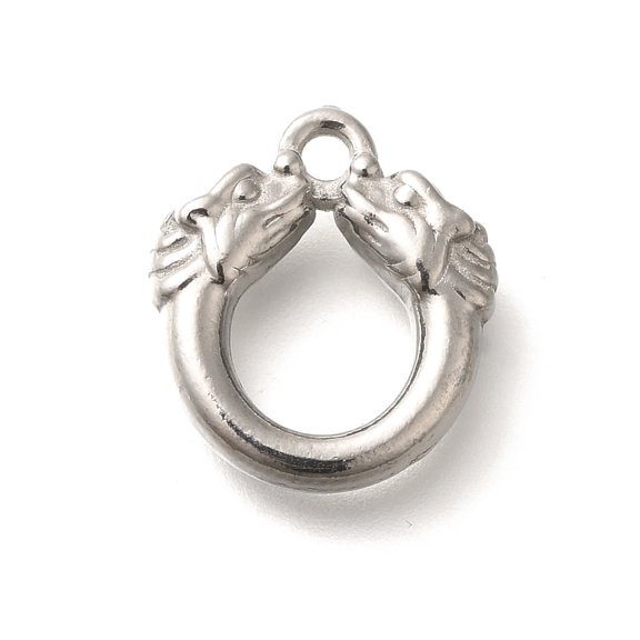 Anti-Tarnish 304 Stainless Steel Pendants Double Dragon Charm Stainless Steel color 17x15.5x4.5mm Hole: 2.2mm