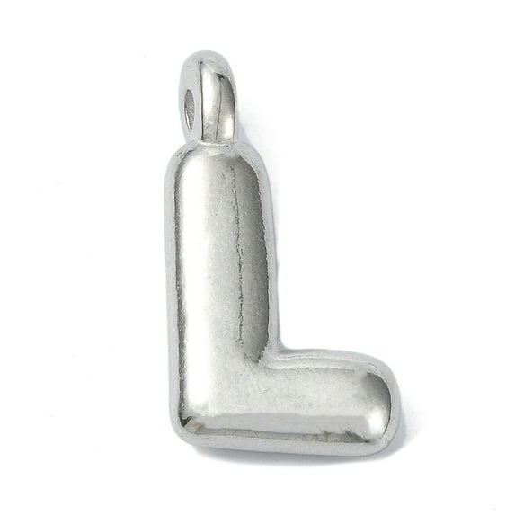 Anti-Tarnish 304 Stainless Steel Pendants Letter Charm Letter L 20x11x4mm Hole: 1.6mm 304 Stainless Steel