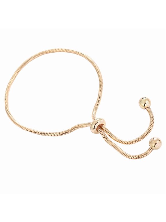 Anti Tarnish Copper Adjustable Snake Bone Chain Design Beaded Slider Closure Comfort Jewelry Gift