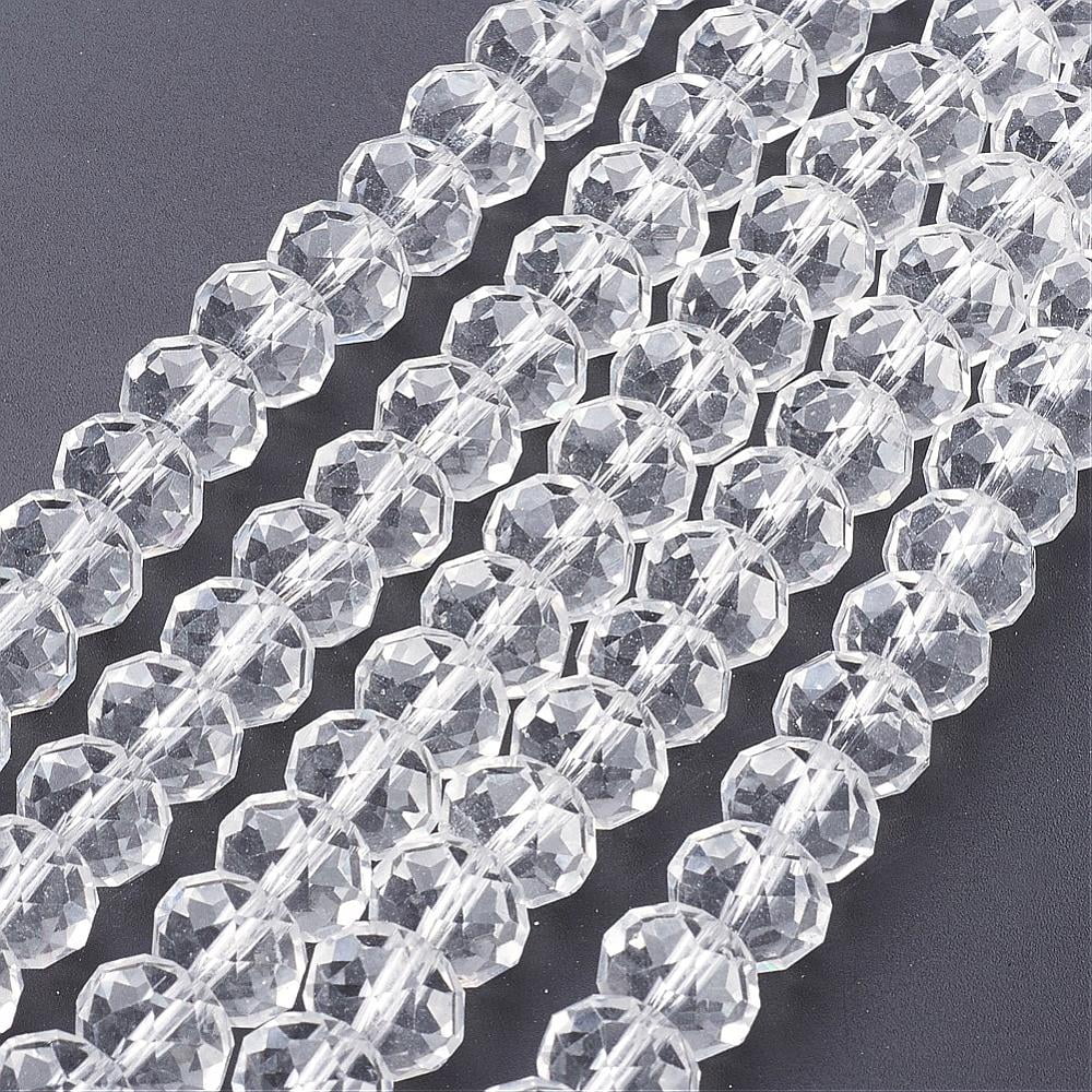Anti-Faceted Rondelle Handmade Glass Beads for DIY Crafting Clear 12x8mm Hole: 1mm about 68~70pcs/strand 58~59cm