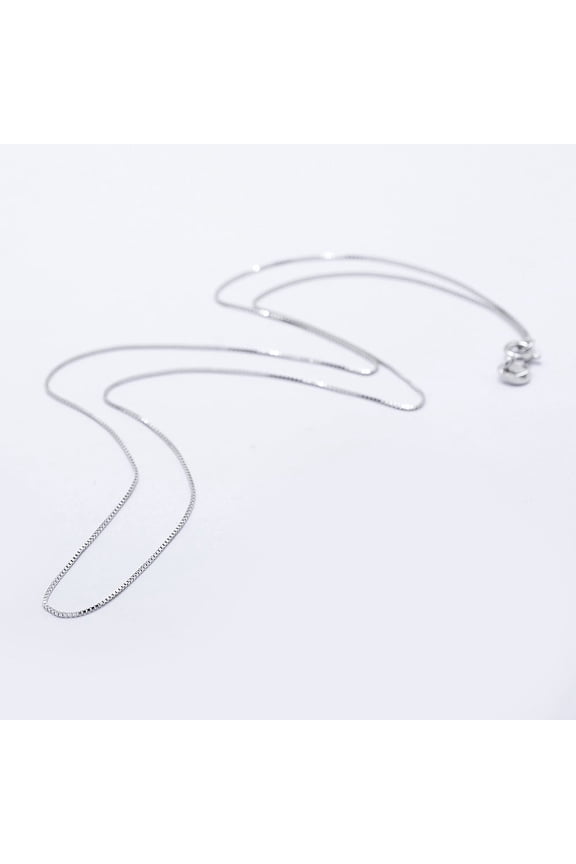 Anti-Tarnish Rhodium Plated 925 Sterling Silver Box Chain Necklaces with Spring Ring Clasps with 925 Stamp Platinum 18 inch(45cm) 0.65mm