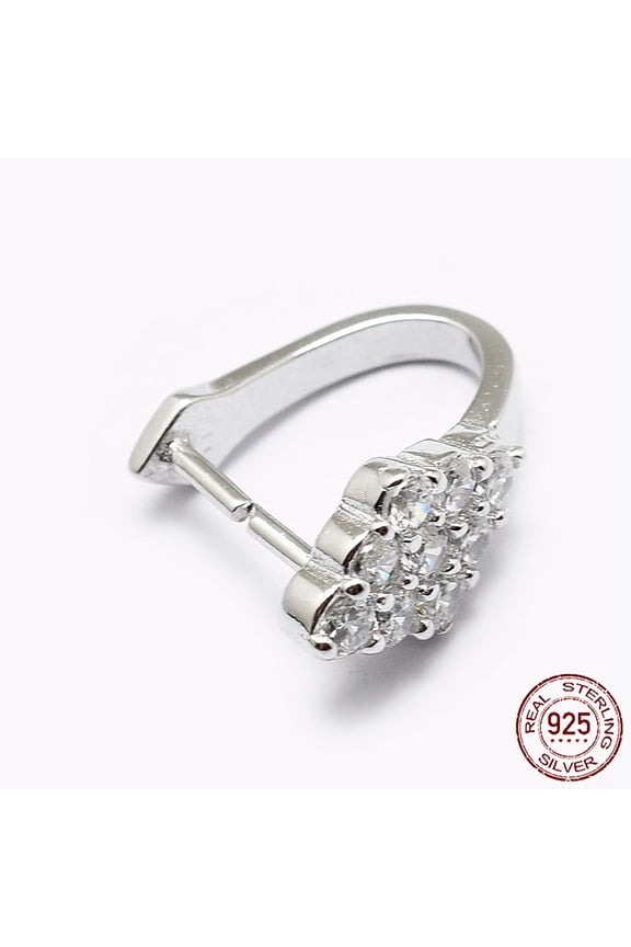 Anti-Tarnish Rhodium Plated 925 Sterling Silver Micro Pave Cubic Zirconia Pendant Bails Ice Pick & Pinch Bails Rhombus Platinum 13x6x10mm pin: 0.7mm