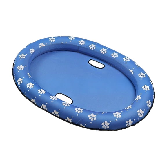 Anti-Tear Dog Pool Float - Inflatable Dog Raft with Mesh Bed & Leash Hook, Summer Water Lounger for Cats & Dogs