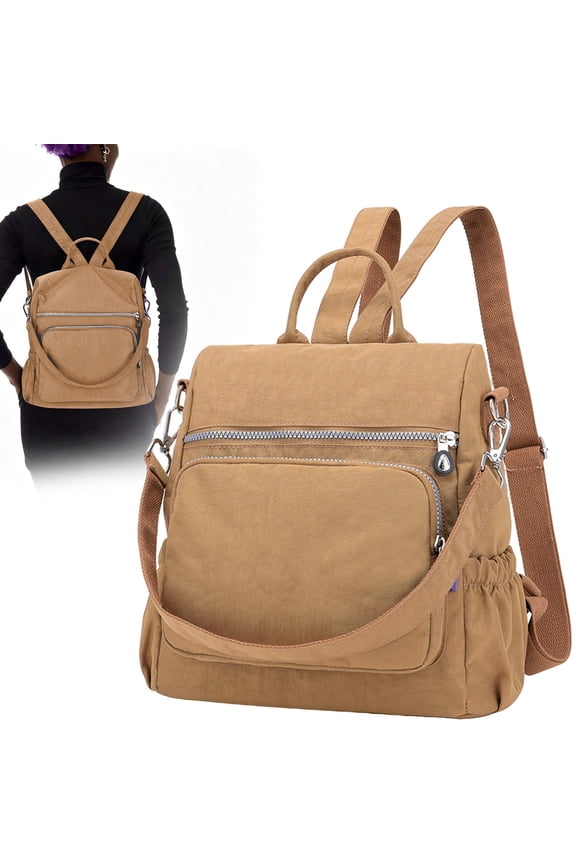 Anti-Theft Backpack Purse - Convertible Nylon Daypack, Shoulder Bag & Satchel - Casual Lightweight Travel Backpack with Water Bottle Pockets