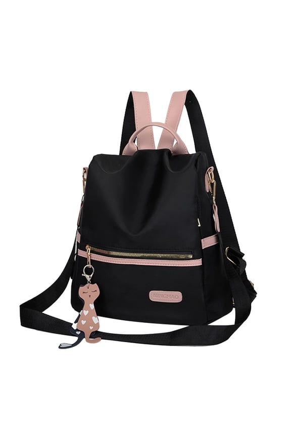 Anti Theft Backpack Purse for Women, Waterproof Nylon Rucksack Purse for Travel, Cute Ladies Backpack (11x11",Black)