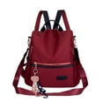 thumbnail image 1 of Anti Theft Backpack Purse for Women, Waterproof Nylon Rucksack Purse for Travel, Cute Ladies Backpack (11x11",Red), 1 of 6