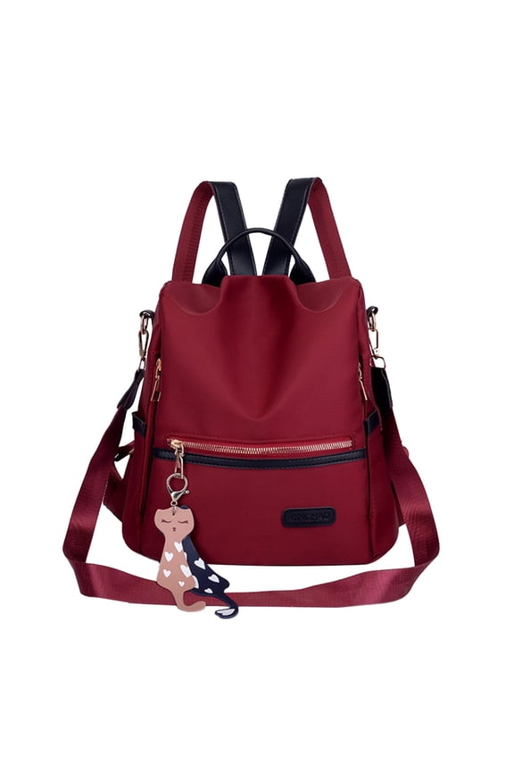 Anti Theft Backpack Purse for Women, Waterproof Nylon Rucksack Purse for Travel, Cute Ladies Backpack (11x11",Red)
