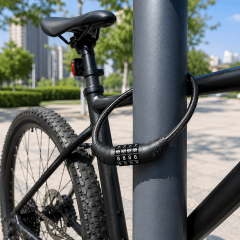 Combination Bike Cable Lock, Resettable Password Lock with Steel Cable for Bikes and Scooters, 15.75 inch,Black
