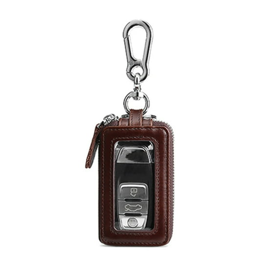 Anti-Theft Car Key Case RFID Key Fob Protector Pounch Leather Car Key Chain Keychain Holder with Metal Hook