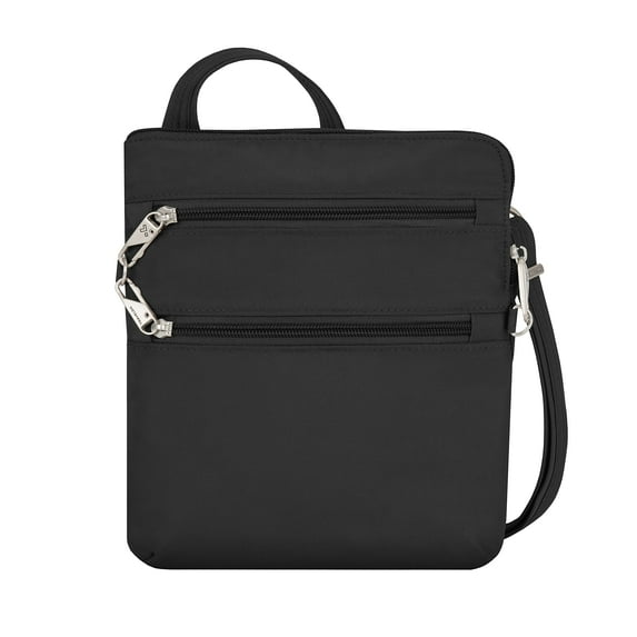 Anti-Theft Classic Slim Double Zip Crossbody Bag-Black Anti-Theft Classic Slim Double Zip Crossbody Bag