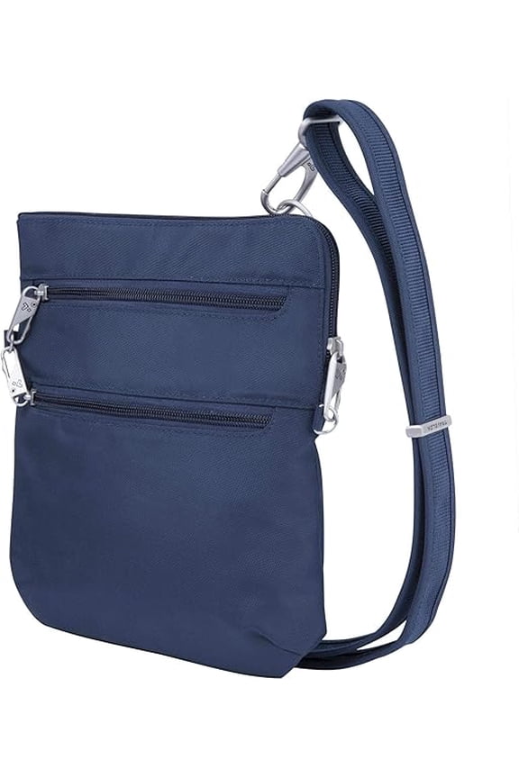 Anti-Theft Classic Slim Double Zip Crossbody Bag-Midnight Anti-Theft Classic Slim Double Zip Crossbody Bag