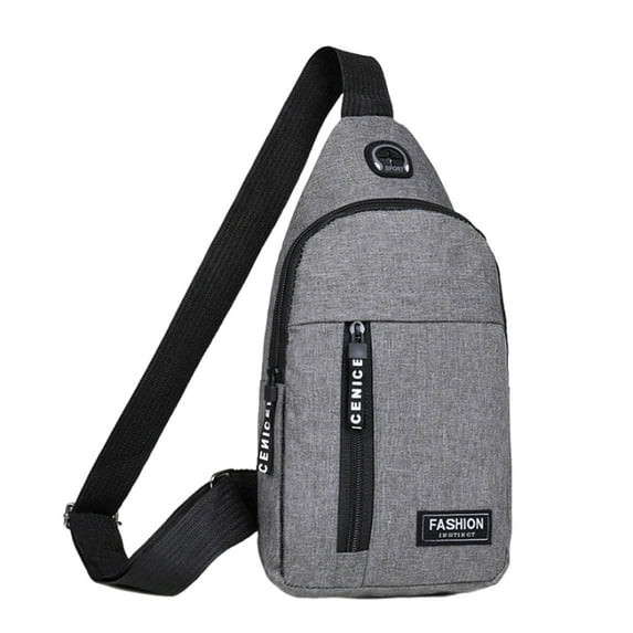 Anti-Theft Crossbody Bag - USB Charging Port & Headphone Hole, Multipurpose Chest Pack for Hiking/Travel/Gym