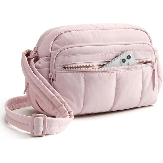 Anti Theft Crossbody Bags for Women Travel Purse, Medium Quilted Puffy cross body bag, Handbags Shoulder Purses,Baby Pink