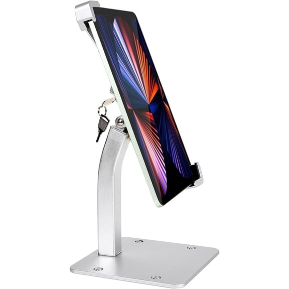 Anti-Theft Desktop Tablet Kiosk Stand Holder, Heavy Duty Countertop Tablet POS Display Mount with Security Lock and Key, Compatible with iPad Pro/Air/Mini, Galaxy Tabs, More 7-11" Tablets