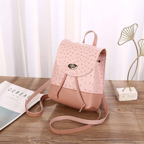 Anti-Theft Drawstring Backpack , Flap Cover with Metal Buckle Closure Small Daypack , Durable Synthetic Leather and Polyester Lining , Modern Casual Commuting and Outdoor City Travel