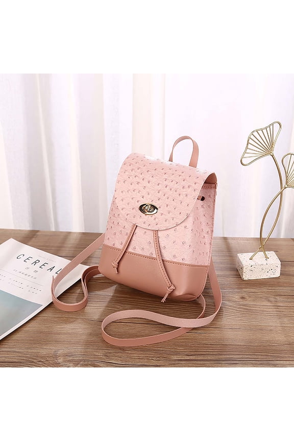 Anti-Theft Drawstring Backpack , Flap Cover with Metal Buckle Closure Small Daypack , Durable Synthetic Leather and Polyester Lining , Modern Casual Commuting and Outdoor City Travel
