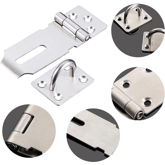 Anti-Theft Hasp Staple Lock Stainless Steel Padlock Clasp for Shed, Door & Cabinet, Heavy Duty Security Locking Hardware