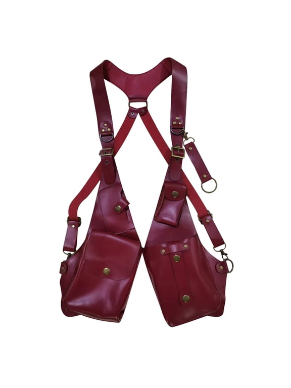 Anti-Theft Hidden Underarm Strap Wallet - Phone Holster Bag - Holster Bag Faux Leather Double Shoulder Armpit Pocket Outdoors Sport Vest Accessories (Red)