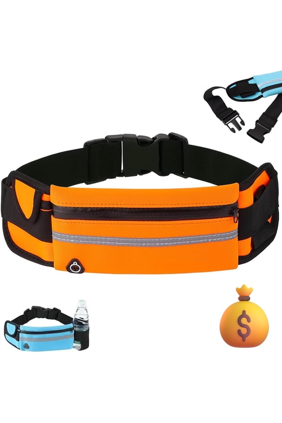 Anti-Theft Invisible Waist Bag, Hidden Storage for Safer Travel, Ultra-Slim Money Belt, Waterproof, Ultra-Light Fabric - Soft, Stretchy & Breathable (Orange)