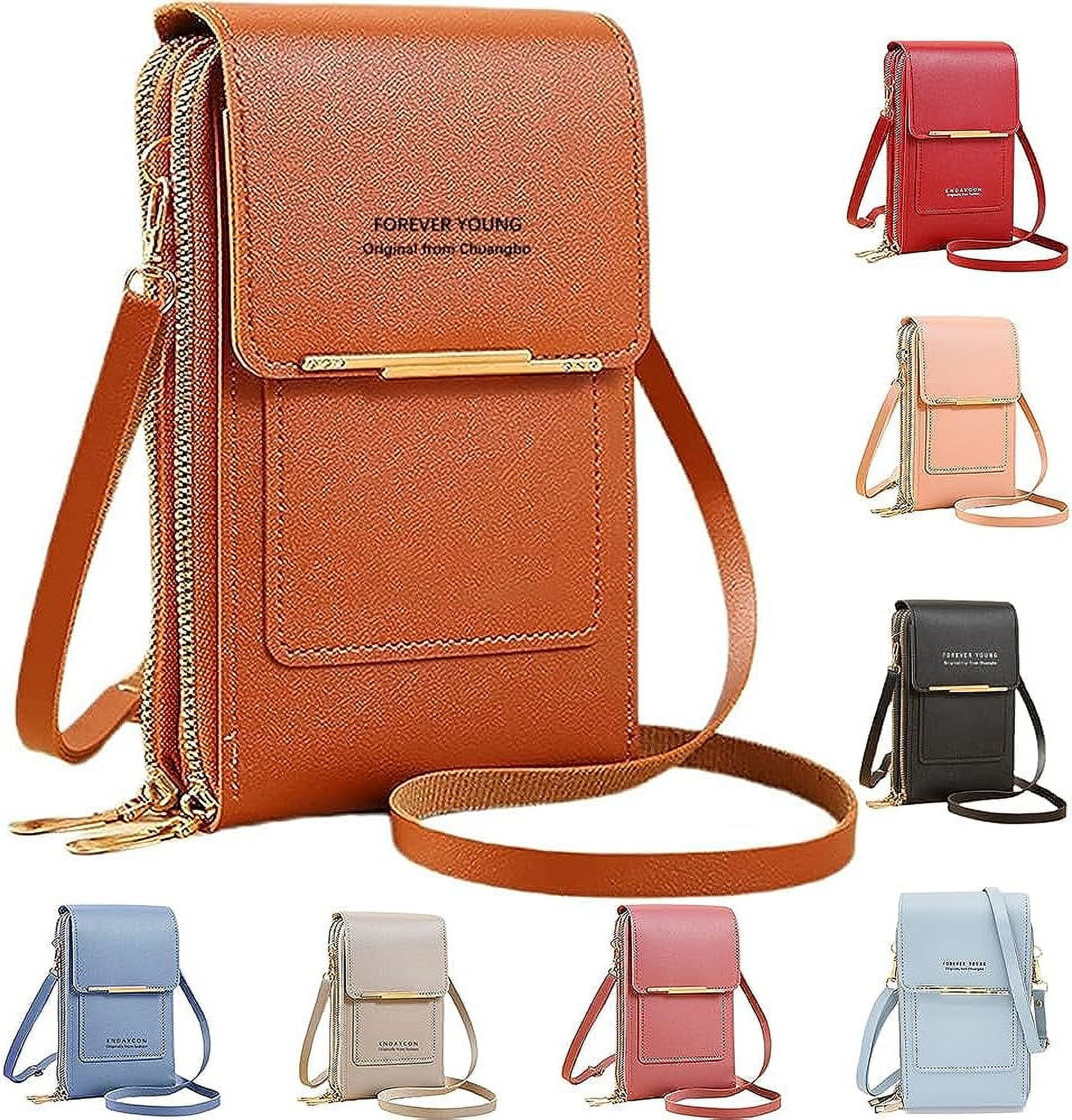 AntiTheft Leather Bag,Small Crossbody Cell Phone Purse Wallet for