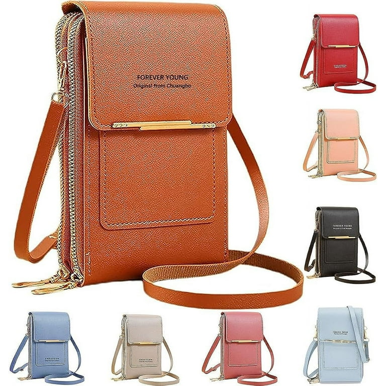 Anti Theft Leather Bag Small Crossbody Cell Phone Purse Wallet for Women RFID Block Phone Purse Crossbody with Shoulder Strap