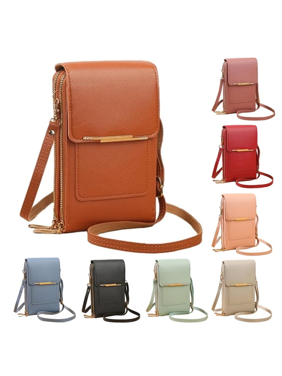 Anti-Theft Leather Bag,Small Crossbody Cell Phone Purse Wallet for Women,Touchscreen Phone Purse Crossbody Bag