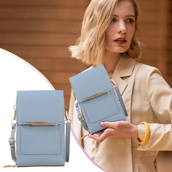 Anti-Theft Leather Bag Touchscreen Phone Crossbody Bag Screen Phone Purse with Blocking Card Slots
