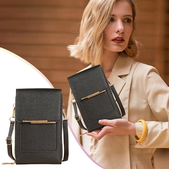 Anti-Theft Leather Bag, Touchscreen Phone Crossbody Bag, Touch Screen Phone Purse with RFID Blocking Card Slots