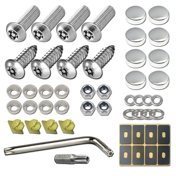 Anti Theft License Plate Screws- 1/4"(M6) Security Stainless Steel Fasteners Kits for Car Tag Frame
