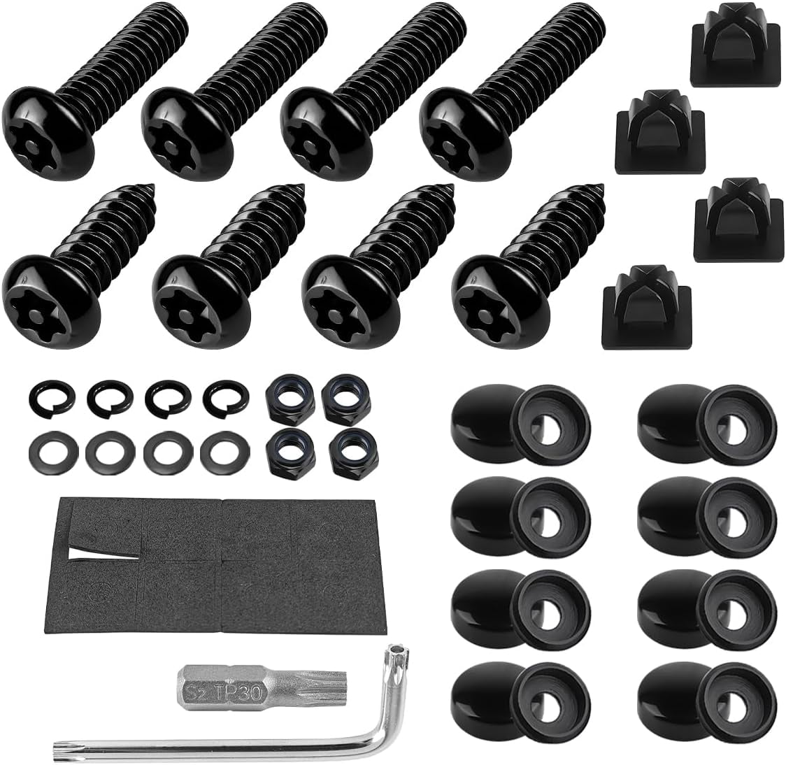 Anti Theft License Plate Screws Kit, Black Stainless Steel Tamper